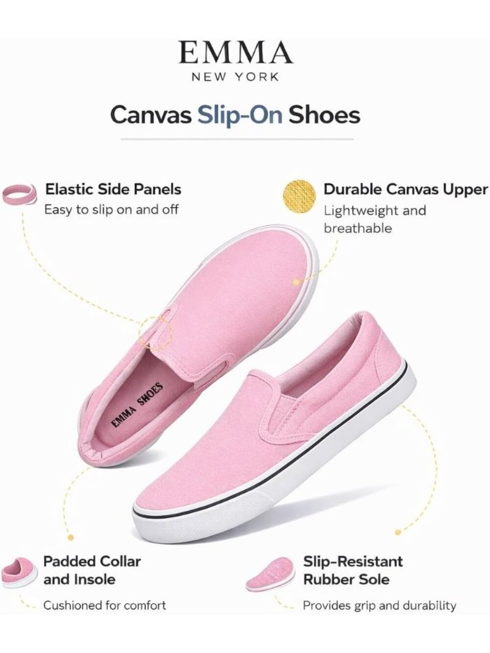 Women's Light Pink Round Toe Padded Insole Collar Canvas Slip On Sneaker Shoes - Picture 3 of 7